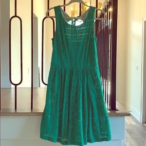 Anthropologie green knit lace dress